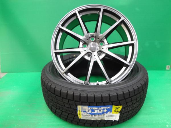 RAV4 RX 19インチ 新品 スタッドレスタイヤ ホイールセット ダンロップ SJ8+ 2022年製 235/55R19 ラ・ストラーダ LF2 8.0J +43 5H114.3 平座ナット専用 下妻