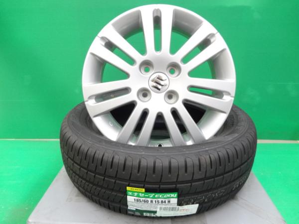 スプラッシュ 中古純正ホイール 新品サマータイヤセット ダンロップ EC204 185/60R15 4本 5.5J +50 シルバー 良品中古 組込発送 下妻|タイヤショップトレッド
