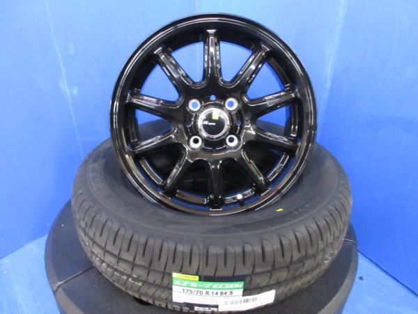 ホンダ DBA-GK3 フィット 4本 新品 黒 14インチ 4H 4穴 PCD 100 ダンロップ 175/70R14 ラジアル 低燃費 夏用 夏タイヤ 夏タイヤセット 夏用セット ラジアルタイヤ 低燃費タイヤ 夏用タイヤ 夏 タイヤ ホイール ノーマル サマータイヤ ブラック