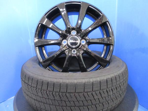 トヨタ ヤリス MXPA10 MXPH10 4本セット 新品 15インチ ブラック アルミホイール 4穴 PCD100 中古 国産 スタッドレス 冬タイヤ ブリヂストン 185/60R15 84Q タイヤホイールセット 個人宅配送OK 法人配送OK 領収書OK｜タイヤショップトレッド