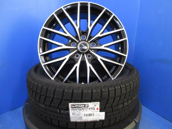 トヨタ 90系 ノア ヴォクシー ハイブリッド ガソリン 新品 スノー スタッドレス 冬タイヤ ヨコハマ アイスガード6 205/55R17 ブラック 17インチ アルミホイール 5穴 PCD 114.3 タイヤアルミホイールセット 純正タイヤサイズ