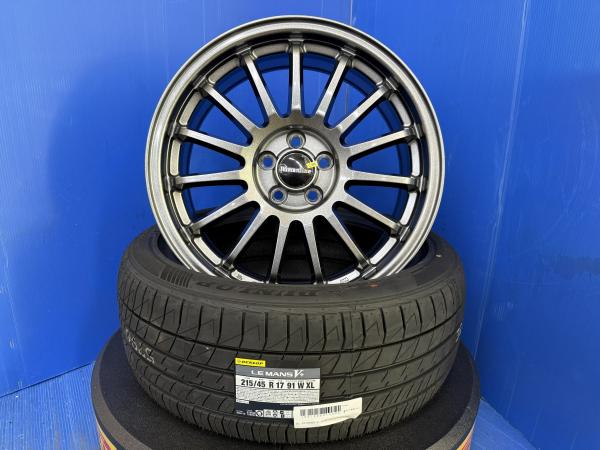 GG系 インプレッサスポーツ STI 4本 新品 17インチ アルミホイール 5穴 PCD100 ダンロップ ル・マンV+ ノーマル 夏用タイヤ セット 215/45R17 新品セット 黒 アルミ ホイール 5H PCD 100 DL ルマン ファイブプラス ノーマルタイヤ 夏タイヤ 夏用 夏セット 静か 低燃費
