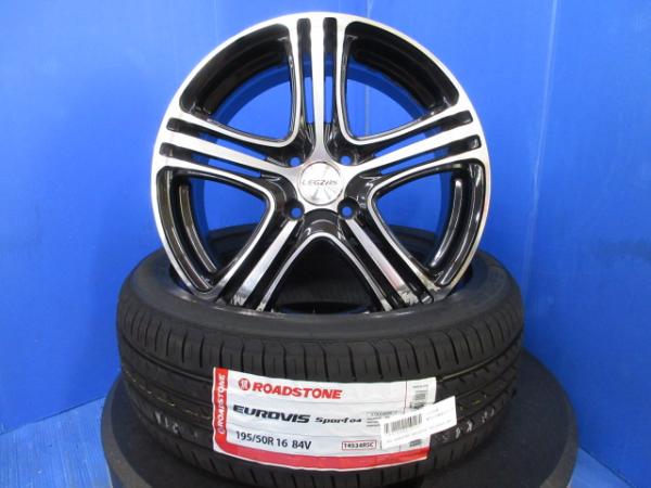 トヨタ スペイド NCP141 4本セット ブラック アルミホイール 16インチ 4穴 PCD 100 新品 サマー 夏タイヤ 195/50R16 インチアップ タイヤアルミホイールセット