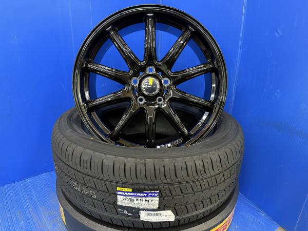 アウトランダー PHEV 新品 18インチ AZ-Sports RC10 黒 10本スポーク アルミホイール 5穴 PCD 114.3 ダンロップ グラントレックPT5 SUV ノーマル 夏用タイヤ 225/55R18 黒色 アルミ ホイール 5H PCD114.3 新品タイヤ SUV向け ノーマルタイヤ 夏タイヤ タイヤホイールセット