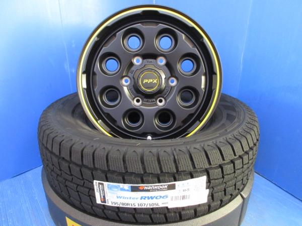 トヨタハイエースタイヤホイール195/80R15 4本セット6穴6j 15インチ 195/80R15 107/105R 6.5J+40 139.7 ハイエース 新古