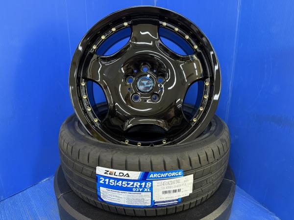 90系 ノア ハイブリッド 深リム 車高単 カスタム インチアップ 18インチ アルミホイール 新品 ノーマル 夏用タイヤ セット 215/45R18 NOHA シャコタン カスタムカー 新品タイヤ ノーマルタイヤ 夏タイヤ 夏用 205/55R17 からの インチアップサイズ 黒色 黒系
