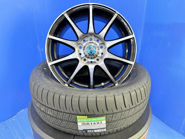 ヴェゼル 215/60R16 ウェッズ ライツレーKC 16インチ 黒 アルミホイール 5穴 5H PCD 114.3 DL ダンロップ エナセーブRV505 RVタイヤ サマー 夏用タイヤ セット｜タイヤショップトレッド