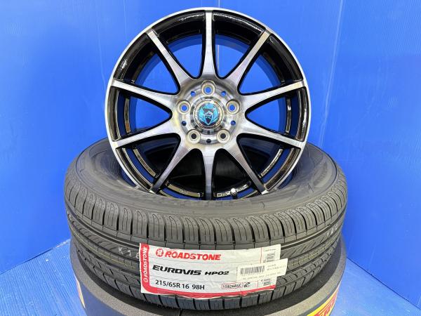 RR系 エリシオン 215/65R16 新品 ウェッズ ライツレーKC 16インチ 黒 アルミホイール 5穴 5H PCD 114.3 4本 1台分 サマー ノーマル 夏用タイヤ セット 新品タイヤセット アルミセット｜タイヤショップトレッド