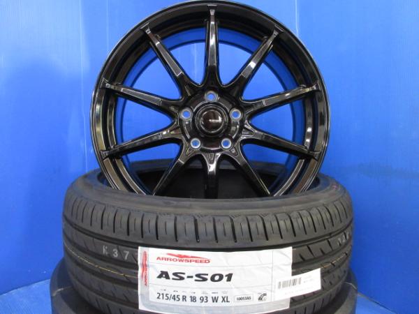 トヨタ 90系 80系 ノア NOAH 4本セット 軽量 18インチ ブラック アルミホイール 5H PCD114.3 新品 サマー 夏タイヤ 215/45R18 インチアップ タイヤホイールセット 個人宅配送OK 法人配送OK｜タイヤショップトレッド