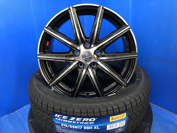CX-3 WR-V 新品スタッドレスタイヤ 215/55R17 アウトレット 輸入 17インチ アルミ 5H 5穴 PCD114.3 中古 スノー 冬タイヤ 冬用タイヤ タイヤアルミホイールセット 純正215/60R16互換 18からのインチダウン 215 55 17 4本｜タイヤショップトレッド
