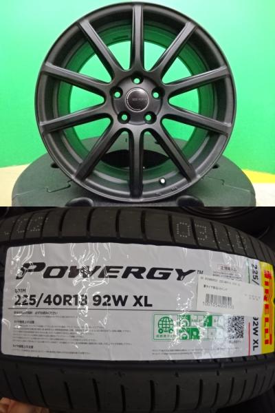 ゴルフ A3 等 ピレリ POWERGY パワジー 225/40R18 新品 タイヤ 中古 アルミ 4本セット ブリヂストン ECOFORM エコフォルム CRS131 18インチ 8.0J +45 5H112 PCD112 ナチュラルブラック ホイールセット｜タイヤショップトレッド