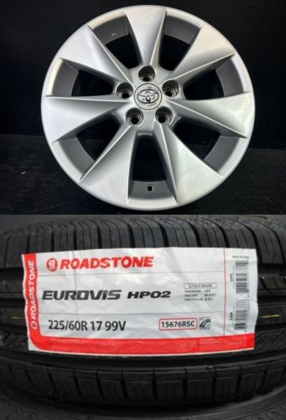 TOYOTA 20アルファード 純正 7J-17 +33 114.3 5H シルバー ROADSTONE EUROVIS HP02 225/60R17 99V 30系アルファード ヴェルファイア 須賀川