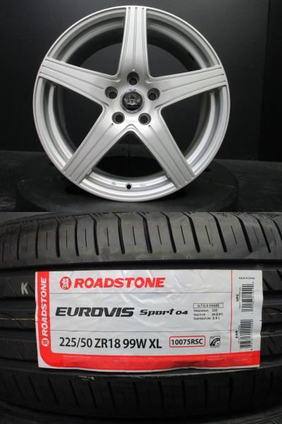 ウェッズ JOKER KNIGHT 7.5J-18+38 114.3 ユーロヴィズ スポルト04 225/50R18 海外製新品タイヤ 4本 フーガ エクストレイル 須賀川