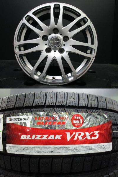 BRANDLE SG-E 6.5J-16+53 114.3 ブラポリ ブリヂストン ブリザックVRX3 205/55R16 23年製 新品タイヤ アクセラ アイシス 須賀川