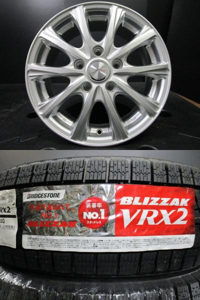 ウェッズ ジョーカーマジック 6J-15+53 114.3 シルバー ブリヂストン ブリザックVRX2 185/65R15 新品冬用タイヤ フリード用 須賀川