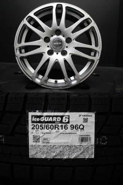 BRANDLE SG-E 6.5J-16+53 114.3 ブラポリ ヨコハマ アイスガードiG60 205/60R16 23年製 新品タイヤ ノア ヴォクシー アクセラ 須賀川