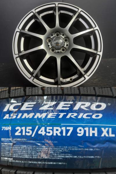 マルカ SCHNEIDER StaG 7J-17 +53 100 5H ピレリ アイスゼロアシンメトリコ 215/45R17 91H プリウスPHV インプレッサなど須賀川