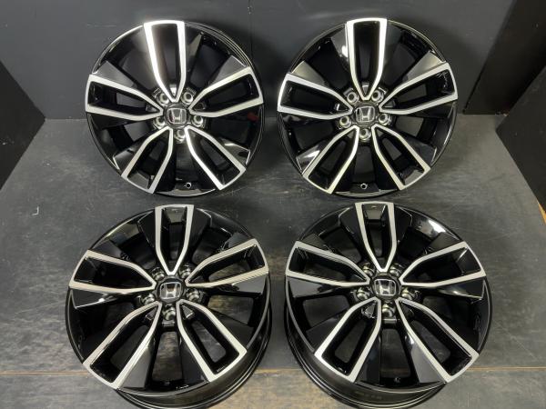 中古4枚セット ホンダ ヴェゼル 純正 7.5J-18 +55 114.3 5H ブラックポリッシュ ヴェゼル WR-V 流用にも　須賀川