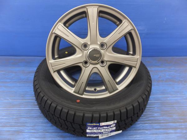 25年製 グッドイヤー アイスナビ8 165/65R14 MILLOUS 14インチ 5J+42 4H100 新品スタッドレス 中古ホイール 4本セット タンク ルーミー｜タイヤショップトレッド