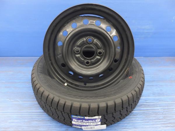 タント ピクシス等に 新品スタッドレス 155/65R14 グッドイヤー アイスナビ8 ダイハツ純正 中古 スチールホイール 4本 14インチ 訳アリ|タイヤショップトレッド