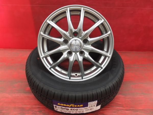 205/65R15 23年製 国産 グッドイヤー E-Grip ECO EG01 レーベン 15インチ 6J +45 5穴 PCD114.3 新品夏タイヤ 中古ホイール セット