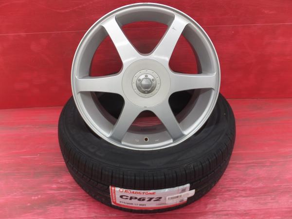 C-HR エルグランド等に 海外製 ロードストン 215/60R17 社外 17インチ 7J+45 5H100-114.3マルチ 新品夏タイヤ 中古ホイール 4本セット