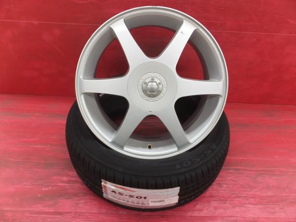 セレナ インプレッサ等に 海外製 アロースピード 205/50R17 社外 17インチ 7J+45 5H100-114.3マルチ 新品夏タイヤ 中古ホイール 4本セット