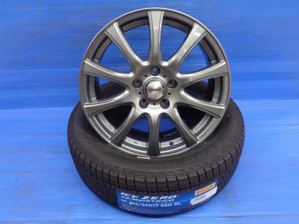 クラウン ジューク 新品 スタッドレス 215/55R17 ICEZERO ASINMMETRICO 中古 ホイール 4本セット ファング 17インチ 7J 5H114.3 +40｜タイヤショップトレッド