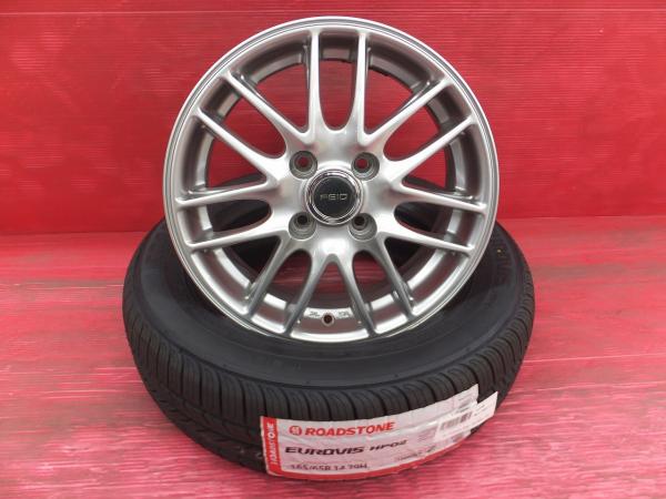 タンク トール パッソ等に 海外製 ロードストン 165/65R14 FEID 14インチ 5.5J+38 4H100 新品夏タイヤ 中古ホイール 4本 セット|タイヤショップトレッド
