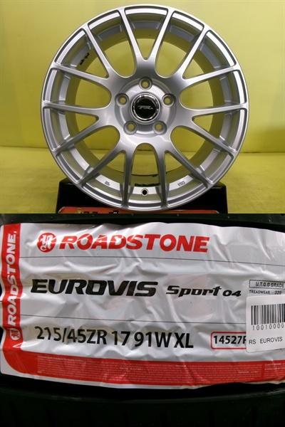 215/45R17 新品輸入タイヤ アジアンタイヤ 中古アルミ トップラン M7 7.0J 17インチ 5/114.3 +53 アイシス ノア ヴォクシー アコード