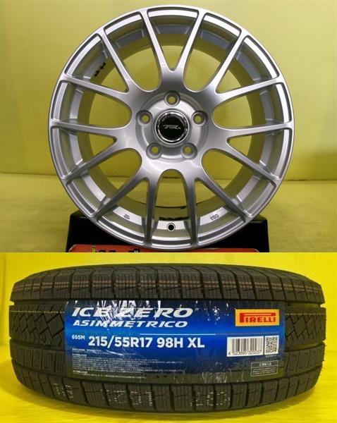 215/55R17 新品冬タイヤ ピレリ ICEZERO AS 中古アルミ トップラン M7 7.0J 17インチ 5/114.3 +53 WR-V オデッセイ ヴェゼル CX-3