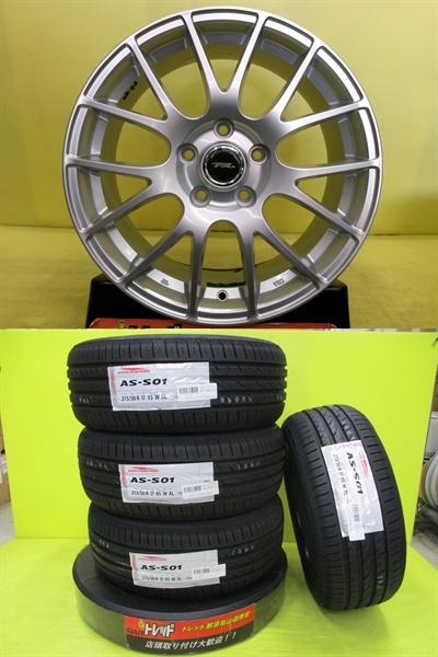 215/50R17 新品輸入タイヤ アジアンタイヤ 中古アルミ トップラン M7 7.0J 17インチ 5/114.3 +53 レヴォーグ アテンザ ミレーニア