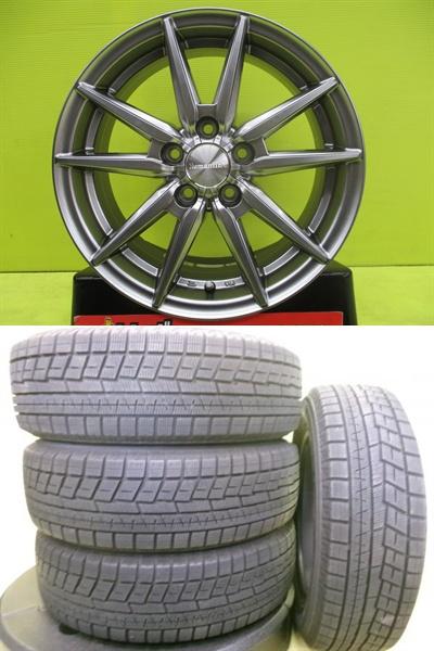 10系 シエンタ 185/65R15 中古冬タイヤ ヨコハマ アイスガード IG60 新品アルミ ヒューマンライン HS08 6.0J 15インチ 5/100 +45 シルバー