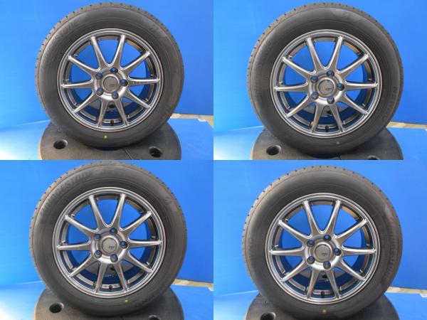 中古 アルミ 16インチ 6.5J +53 5H114.3 新品 夏タイヤ 2023年製 205/60R16 ブリジストン NEWNO ４本セット ノア ヴォクシー マツダ3 ミニバン 普通車 境