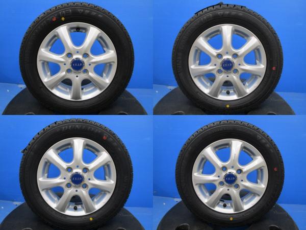 中古 アルミ 13インチ 4J 4H100 新品冬タイヤ 155/65R13 ダンロップ 2023年製 4本セット価格 軽自動車 ルークス ekワゴン ワゴンR