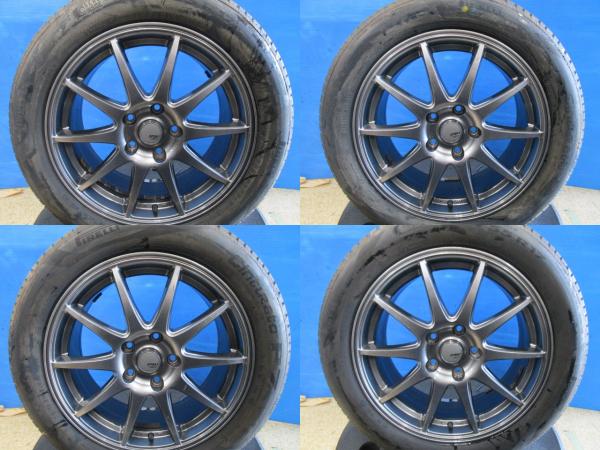 中古アルミ 17インチ 7J +53 5H114.3 新品夏タイヤ ピレリ 215/55R17 2022年製 4本セット価格 CX3 ヤリスクロス オデッセイ WR-V ヴェゼル