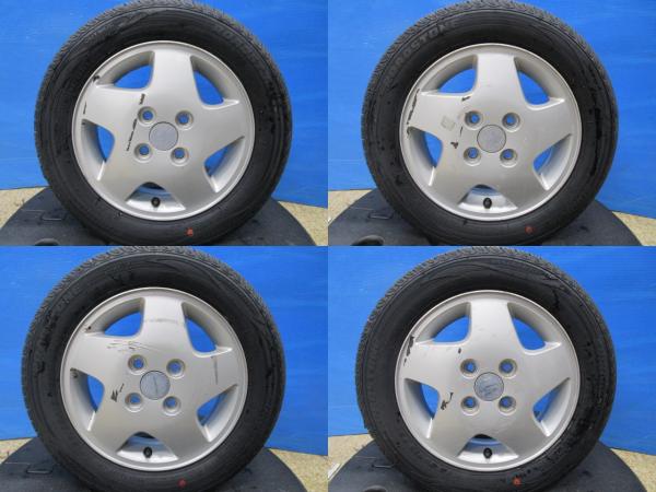 中古アルミ スズキ純正 13インチ 4J +45 4H100 新品夏タイヤ 155/65R13 ロードストーン 2025年製 4本セット価格 ラパン ワゴンR パレット
