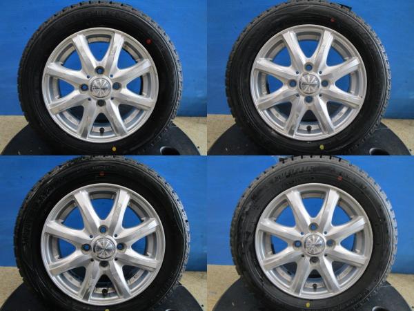 中古アルミ 13インチ 4J +42 4H100 新品冬タイヤ 155/65R13 ダンロップ WM02 2023年製 4本セット価格 軽自動車 ワゴンR ゼスト ekワゴン|タイヤショップトレッド