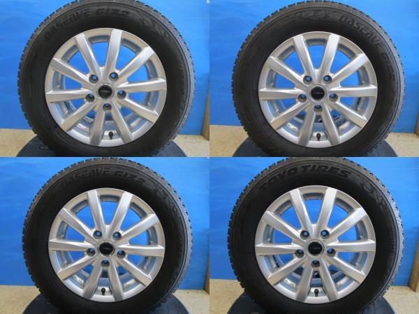 中古アルミ 15インチ 6J +45 5H114.3 冬タイヤ 195/65R15 TOYO オブザーブギズ2 2020年製 4本セット価格 ステップワゴン アクセラ