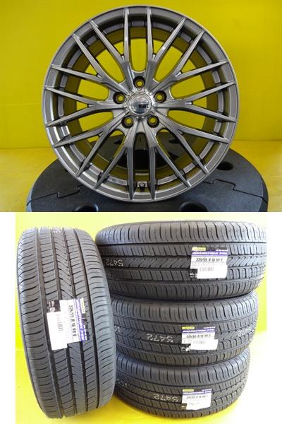 【新品夏タイヤ】DUNLOP PT5【225/55R18】＆【新品】ホイール【18-7.5J+40 5H-114.3】4本セット デリカD:5 アウトランダー エクストレイル 久喜｜タイヤショップトレッド