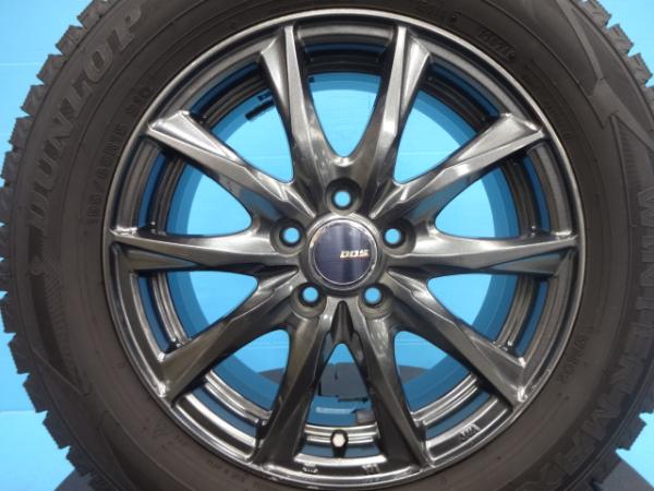 送料無料 中古ホイール＆中古冬タイヤ4本セット DOS 15-6.0+43 5H100＆ダンロップ WM02 195/65R15(2024年製)プリウス ウィッシュ 久喜