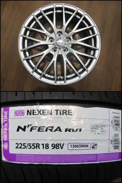 225/55R18 デリカD:5 新品 サマータイヤセット 26年製 ネクセン N-FERA RU1 オリジナルアルミ VENES FS01 アウトランダー 甲府 エクリプスクロス 225/55/18 CV1W CV2W CV4W CV5W CW4W CW5W CW6W GK1W GK9W GL3W｜タイヤショップトレッド
