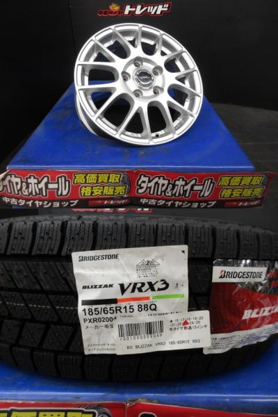 フリード に!!新品冬・中古セット 185/65R15 2022年 ブリヂストン ブリザック VRX3 + トップラン 15 インチ 6.0J +53 5H114.3 萩