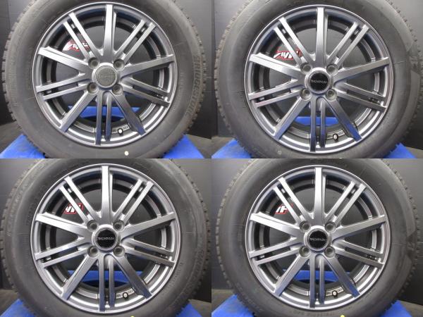 アクア ヴィッツ スイフト 等に!!美品バリ溝中古冬セット 175/65R15 2021年 ブリヂストン アイスパートナー2 + バルミナ 15 インチ 5.5J +42 4H100 萩