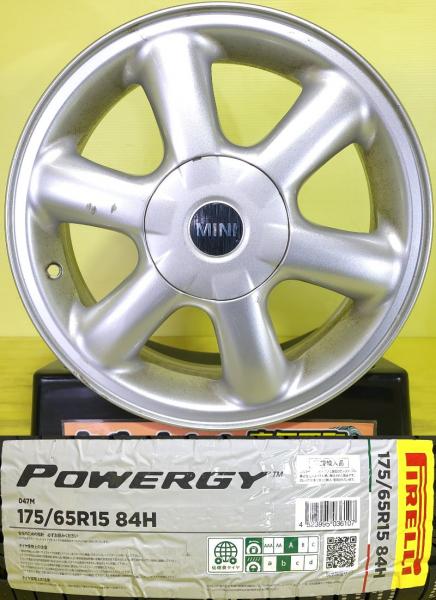 ミニ クーペ クラブマン 175/65R15 新品 ピレリ POWERGY パワジー 2025年製 中古 MINI 純正 15インチ 5.5J +45 4H100 夏タイヤセット サマータイヤ コンバーチブル ロードスター 棚