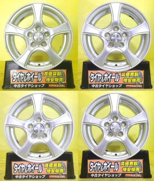 中古 アルミホイール VIOLENT 14インチ 5.5J +45 5H PCD100 シルバー 4本セット 車検用 補修用 スタッドレス用 等に 棚