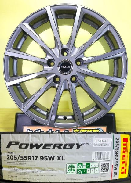 90系 ノア ヴォクシー 中古 アルミホイール 17インチ BALMINIUM AR12 新品 夏タイヤ ピレリ POWERGY パワジー 205/55R17 4本セット 棚 205/55-17 205-55-17 205/55/17 2055517 ZWR90 MZRA90｜タイヤショップトレッド