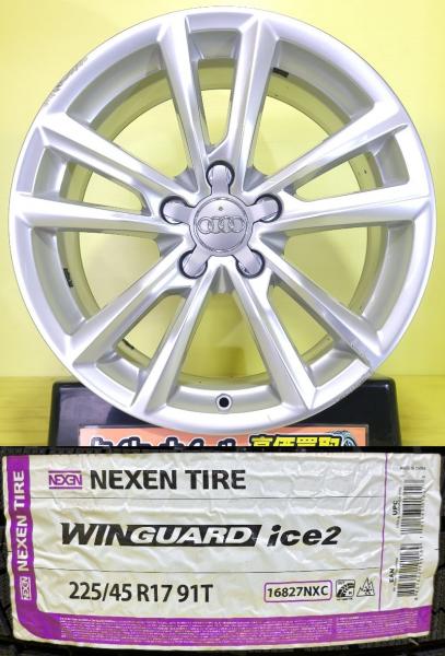 中古 アウディ A3 純正 17インチ 7.5J +43 5H112 新品 ネクセン WINGUARD ice2 225/45R17 2025年製 冬タイヤセット スタッドレス 8VCJSL 8VCPTL 8VCXSL 8VCZPL 225/45-17 225/45/17 225-45-17 棚