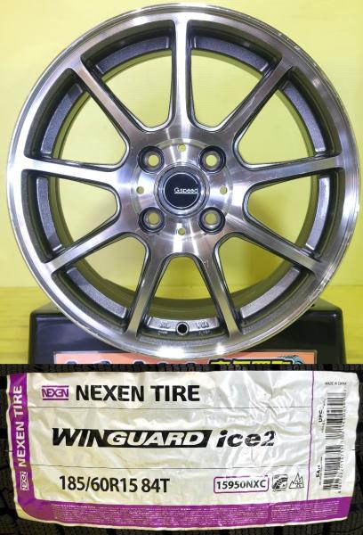 フィット シャトル グレイス 185/60R15 新品 ネクセン WINGUARD ウィンガード ice2 2025年製 中古 G.SPEED P-01 15インチ 5.5J +50 4H100 冬タイヤ セット スタッドレス スプラッシュ 185/60-15 185/60/15 185-60-15 棚｜タイヤショップトレッド