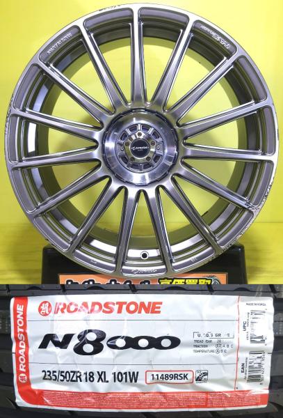 ヴェルファイア 中古 アルミ 18インチ RAYS VERSUS CAMPIONNATO MF-15 新品 夏タイヤ ロードストーン N8000 235/50R18 4本セット 棚 アルファード 235/50-18 ATH20W AYH30W GGH20W GGH25W GGH30W｜タイヤショップトレッド